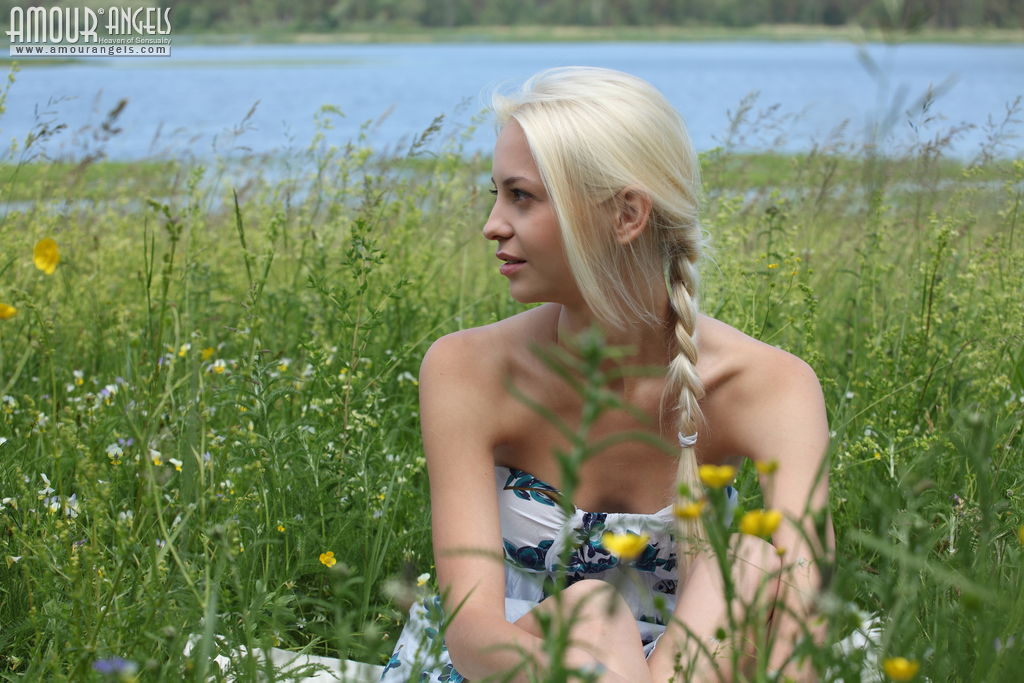 Babe outdoor young blonde